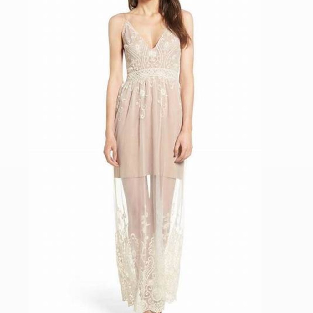 WAYF Calais Embroidered Dress